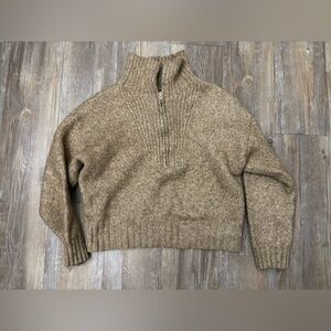 American Eagle Brown Cropped Sweater 1/4
Zip Collared Women's Size Medium